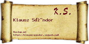 Klausz Sándor névjegykártya