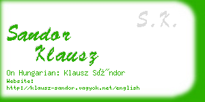 sandor klausz business card
